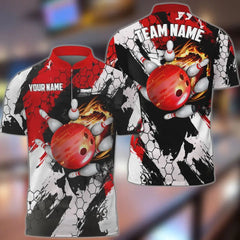 Maxcorners Bowling and Pins Hexagram 2 Multicolor Option Customized Name 3D Shirt