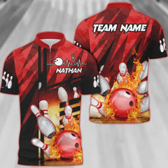 Maxcorners Bowling And Pins Abstract Grunge Texture XX Multicolor Option Customized Name 3D Shirt
