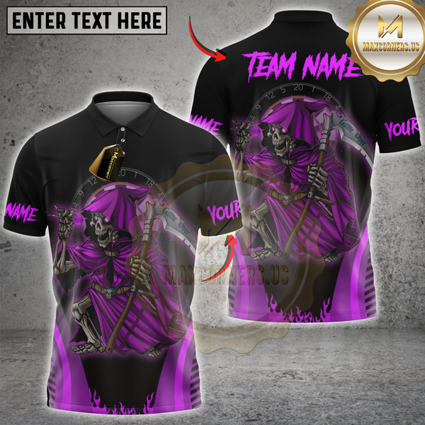 Maxcorners Darts Skull Reaper Multioptions Personalized Name, Team Name Unisex 3D Shirts