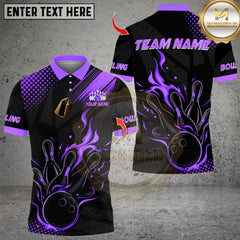 Maxcorners Flame Fire Bowling Multicolor Customized Name, Team Name 3D Shirts