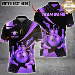 Maxcorners Bowling Golden Crown Multioptions Personalized Name, Team Name Unisex 3D Shirts