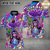 Maxcorners Bowling 420 Monkey Graffiti Art Multicolor Options Personalized Name, Team Name 3D Shirt (4 Colors)