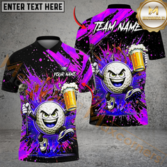 Maxcorners Splash Swing Golf Polo Personalized Name, Team Name 3D Shirt (4 Colors)