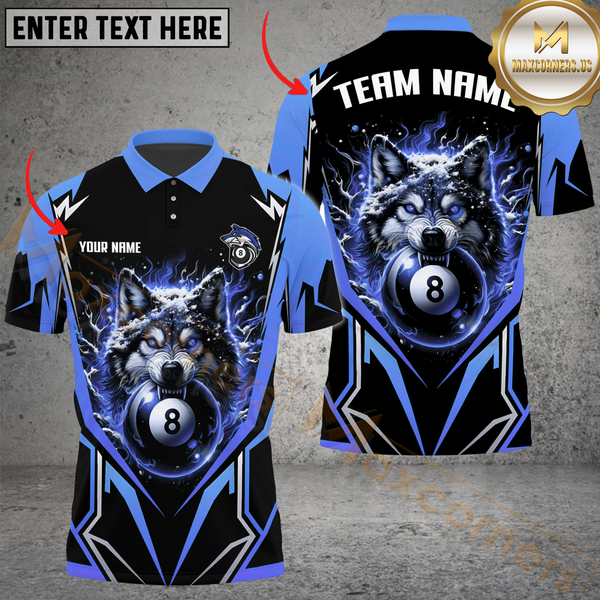 Maxcorners Billiard Pool 8 Ball Arctic Wolf Personalized Name Men And Women 3D Polo Shirt Custom Billiard Team Jersey (4 Colors)