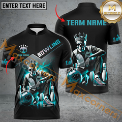 Maxcorners Skull Flame Bowling Jersey Multicolor Option Customized Name, Team Name 3D Polo Shirt