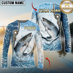 Maxcorners Salmon Fishing Golden Hook Graphic Sport Custom Name & Team Name 3D Shirts
