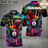 Maxcorners Billiard Crowned 8-Ball Paint Splash Multicolor Personalized 3D Shirt, Graffiti Royal Style Shirt