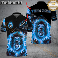 Maxcorners Ball 8 Pool Fiery Lion Billiard Jersey Multicolor Option Customized Name, Team Name 3D Polo Shirt