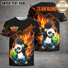Maxcorners Pickleball Flaming Panda Customized Name & Team Name 3D Shirts