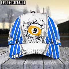 Maxcorners Billiard Ball 9 Wall Break Personalized Name 3D Cap (4 Colors)