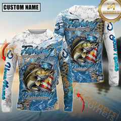 Maxcorners Walleye Fishing Beer & Fishing Flag Quote “Fishing solves most of my problems, drinking solves the rest” Dynamic Strike Sport Jersey Personalized Name, Team Name Long Sleeve Shirt