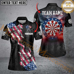 Maxcorners Darts Smoke US Flag Personalized Name, Team Name 3D Shirt