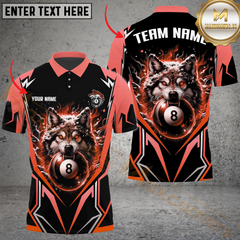 Maxcorners Billiard Pool 8 Ball Arctic Wolf Personalized Name Men And Women 3D Polo Shirt Custom Billiard Team Jersey (4 Colors)