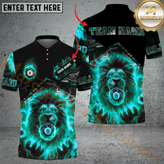 Maxcorners Ball 8 Pool Fiery Lion Billiard Jersey Multicolor Option Customized Name, Team Name 3D Polo Shirt