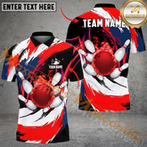 Maxcorners Color Wave Bowling Jersey Multicolor Option Customized Name, Team Name 3D Polo Shirt