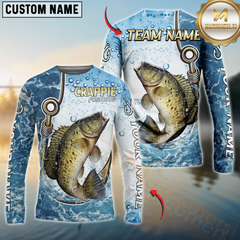 Maxcorners Crappie Fishing Golden Hook Graphic Sport Custom Name & Team Name 3D Shirts