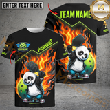 Maxcorners Pickleball Flaming Panda Customized Name & Team Name 3D Shirts