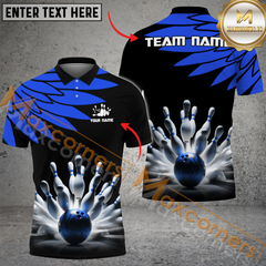 Maxcorners Cool Wings Pattern Bowling Jersey Multicolor Option Customized Name, Team Name 3D Polo Shirt