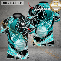 Maxcorners Fireball Swing Golf Polo Shirt, Customized Name & Team Name 3D Shirts (4 Colors)