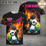 Maxcorners Pickleball Flaming Panda Customized Name & Team Name 3D Shirts