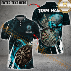 Maxcorners Darts Skull Of Punishment Mutilcolor Options Personalized Name, Team Name 3D Polo Shirt