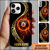 Maxcorners Billiards Fire Gold Tribal Pattern 8 Ball Personalized Name Phone Case