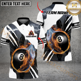 Maxcorners Billiard 8-Ball Pool Fire Lightning Scratch Multicolor Personalized Name, Team Name 3D Shirt