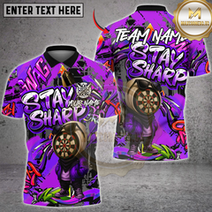 Maxcorners Darts Graffiti Dartboard Character Stay Sharp Multicolor Customized Name, Team Name 3D Shirts