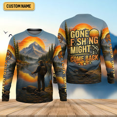 Maxcorners Gone Fishing Might Come Back SPF Shirts, Custom Fishing Shirts, Fishing Shirts For Men, Funny Fisherman Gift
