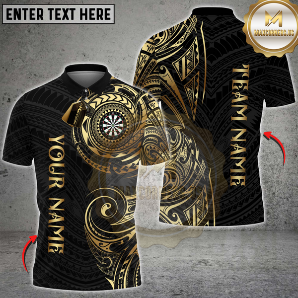 Maxcorners Darts Golden Tribal Multicolor Customized Name, Team Name 3D Shirts