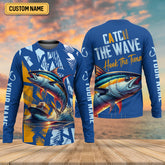 Maxcorners Catch The Wave Hook The Tuna SPF Shirts, Fishing Shirts For Men, Fisherman Gift