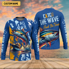 Maxcorners Catch The Wave Hook The Tuna SPF Shirts, Fishing Shirts For Men, Fisherman Gift