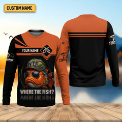 Maxcorners WTF Where The Fish Camo Tournament Fishing Shirts, Funny Fishing Shirt, SPF Shirt For Men, Men's Fishing Shirt