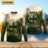 Maxcorners Born To Fish Forced To Work Fishing SPF Shirts, Custom Fishing Shirts, Fishing Shirts For Men, Funny Fisherman Gift