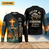 Maxcorners Followe Me And I Will Make You Fishers Of Men, Jesus Fishing Shirt, SPF Shirt For Men, Gift For Fisherman