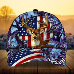 Maxcorners Best US Flag Ragged Deer Hunting Camo Pattern 3D Multicolor Personalized Cap