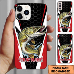 Maxcorners Pike Honeycomb Pattern Red White Sport Design Personalized Name Phone Case