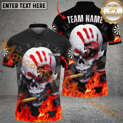 Maxcorners Darts Skull Mutilcolor Options Personalized Name, Team Name 3D Polo Shirt