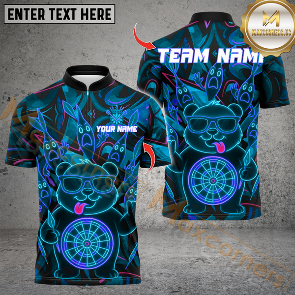 Maxcorners Darts Neon Bear Multioptions Personalized Name, Team Name Unisex 3D Shirts
