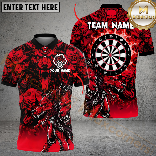 Maxcorners Darts Hell Cerberus Multicolor Options Personalized Name, Team Name 3D Shirt