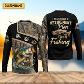 Maxcorners I Have A Retirement Plan Fishing UV Shirts, Tree Camouflage, Fishing Jersey, Gift For Fisherman