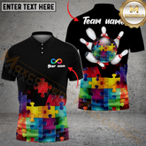 Maxcorners Bowling Autisum Awareness Multicolor Options Personalized Name, Team Name 3D Shirt