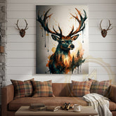 Maxcorners Nature-Inspired Deer Canvas Art - Splatter Paint Wildlife Decor
