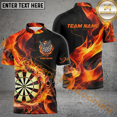 Maxcorners Darts Fire Flame Multicolor Options Personalized Name, Team Name 3D Polo Shirt