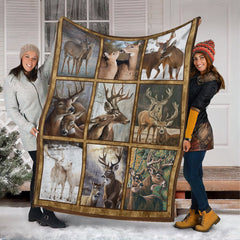 Maxcorners Buck & Doe Deer Lovers Fleece Blanket - Hunting Lodge & Cabin Decor Gift LM1611