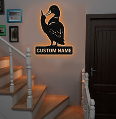Maxcorners Personalized Funny Duck Metal Sign WITH LED/WITHOUT LED, Unique Hunting Cabin Wall Decor, Waterfowl Lover Gift LM0110