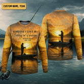 Maxcorners Someone I Love Is Fishing In Heaven Fishing Memorial SPF Shirt For Men, Gift For Fisherman