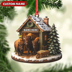 Maxcorners Personalized Acrylic Bison Christmas Ornament - Custom Buffalo Barn Holiday Decor LM0110