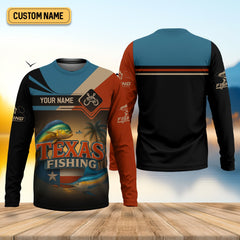 Maxcorners Texas Fishing Patriotic Fishing Shirt, SPF Shirt For Men, Custom Fishing Shirt, Presents For Fishermen