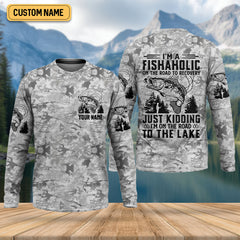 Maxcorners I'm A Fishaholic On The Road To Recovery Fishing UPF Shirts, Funny Fishing Shirt, Fishing Shirts For Men